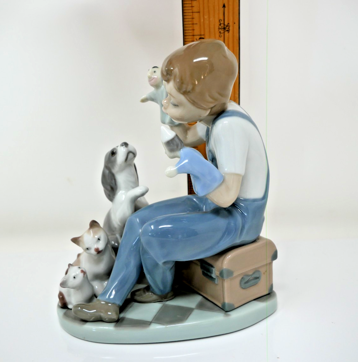 VTG Lladro Puppet Show Figurine 5736 Boy Animals Dog Cats RETIRED