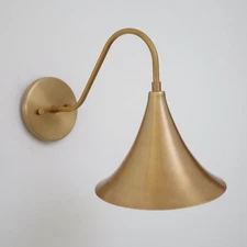 Mid-Century Modern Brass Wall Lamp, Sleek Wall Light with Raw Brass Finish