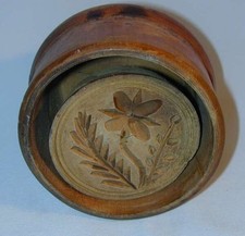 Large Primitive Lathe Turned Flower & Fern Butter Mold