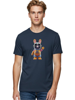 Space-Bunny-Astronaut Mens Graphic Tee, 100% Cotton, Casual Summer Wear