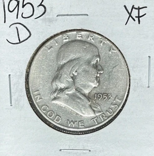 1953-D FRANKLIN SILVER HALF DOLLAR ~ XF ~ NICE COIN~