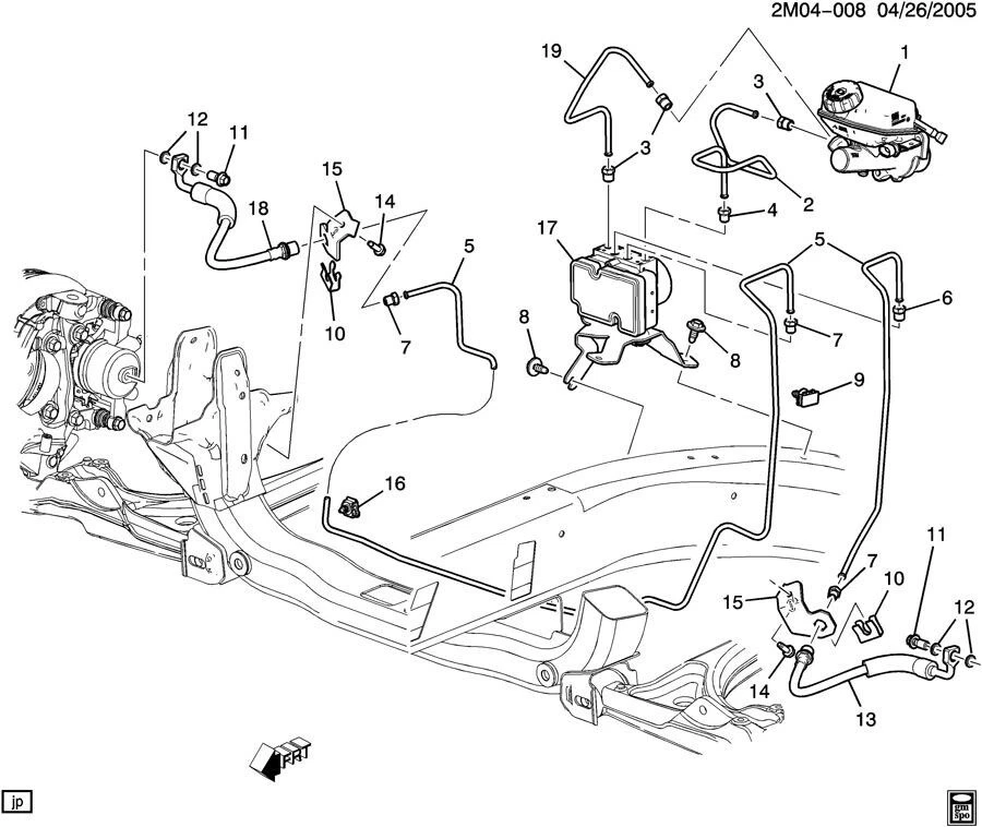 2006-2010 Pontiac Solstice Saturn Sky Right Front Hydraulic Brake Hose Complete - Image 4 of 4