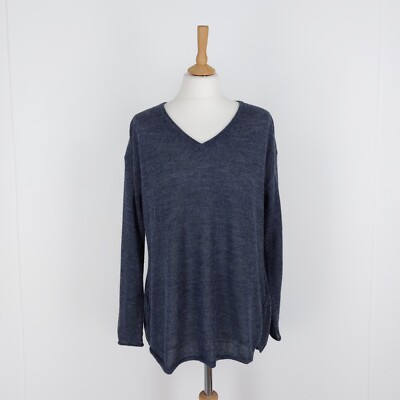 Poetry Gr. 12 grau 100% Baby Alpaka kastig Oversize V-Ausschnitt Feinstrick Pullover