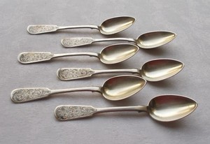 Dreamy Rar Set 6 Coffee Spoon Niello Arbeit 84 Er Zolotnik Silver Moscow Um 1862 Local Business Www Globalwealths Org