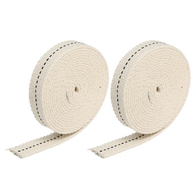 Baumwolle Öllampendocht 5/8 Zoll flach breit 2 Meter/6,5 Fuß lang schwarze Naht, 2 Rollen