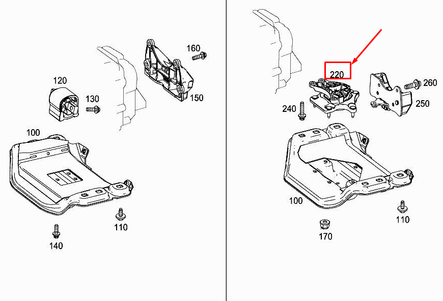 MERCEDES-BENZ S W222 Rear Transmission Mount A2222404600