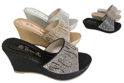 black and silver wedge sandals