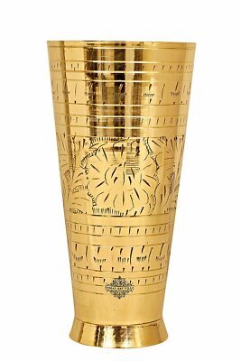 Prägemuster Blumen Design Messing Lassi Glas Becher 1050 ml Gold - Set Von 2