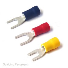 Electrical Crimp Fork Terminals From 0.25mm To 6.0mm Gauge Red Blue Yellow