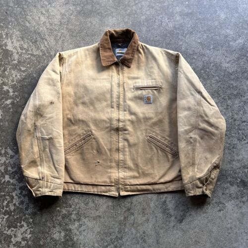 Vtg 90s Carhartt Detroit Flannel Lined Jacket Men… - image 1