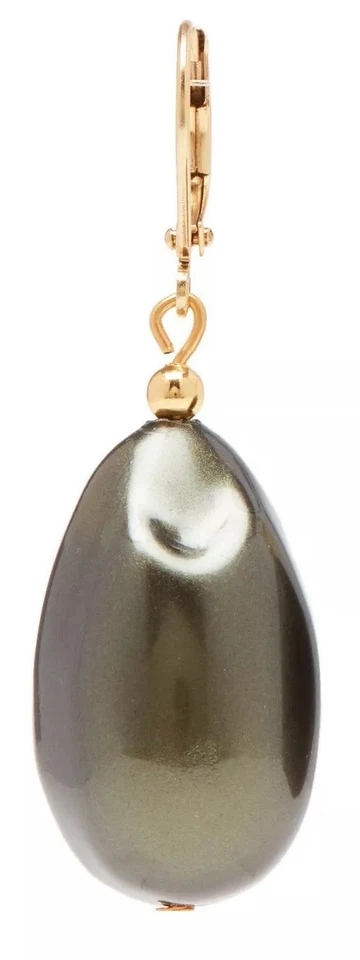 Pendientes colgantes de perlas sintéticas gris oscuro tono dorado Kenneth Jay Lane Foto 2 de 4