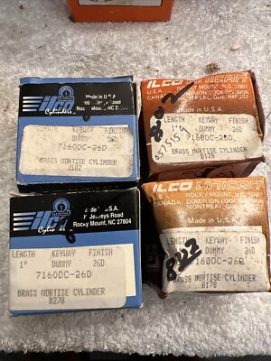 Lot Of 4 New Kaba Ilco 7160Dc-26D Lockset Cylinder, Satin Chrome, 0 Pins