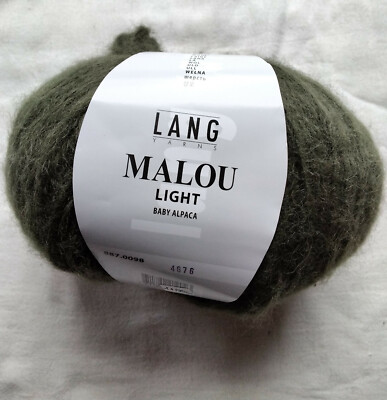 50g Lang Yarns Malou light, Alpaca, Merino, Wolle, Fb. 98 P2,dunkelgrün