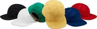 Casquette de camp en corduroy logo en relief suprême noire royale rouge S/S 18