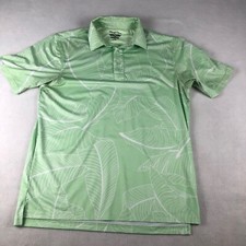 Straight Down Polo Mens Medium Golf Performance Mint Green Palm Print
