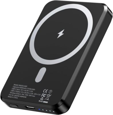 iPhone 15/Android Wireless USB-C Battery 5000mAh Portable Power Bank Mag-Safe