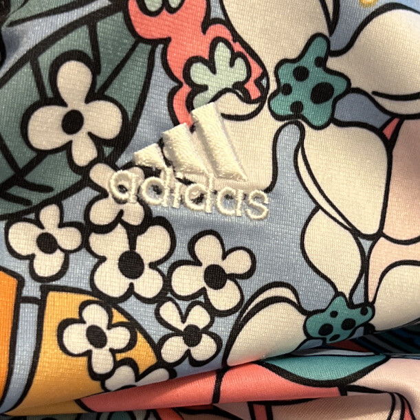 Adidas Floral Print Tricot Jacket Girls Lightweight Blue Sun