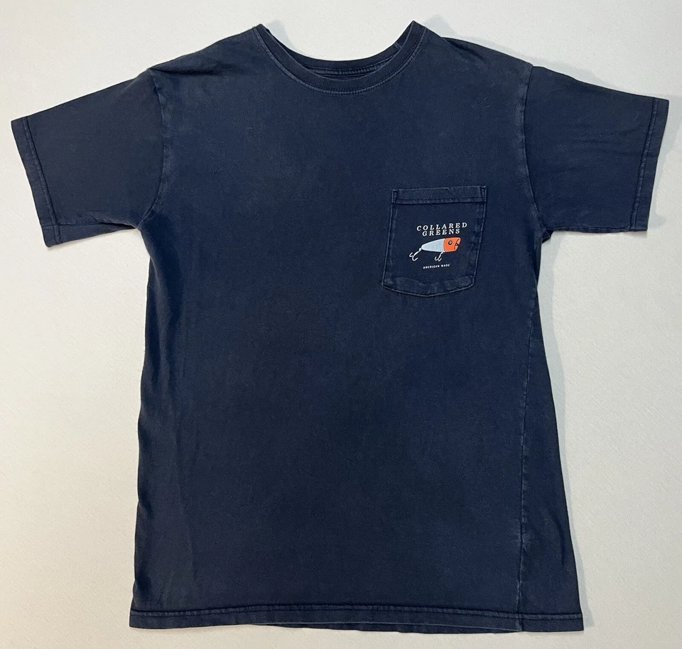 Camiseta Cuello Verde EE. UU. Striper Orgánicamente Americana Bolsillo 2 Caras Talla L Usada en Excelente Condición Foto 4 de 4