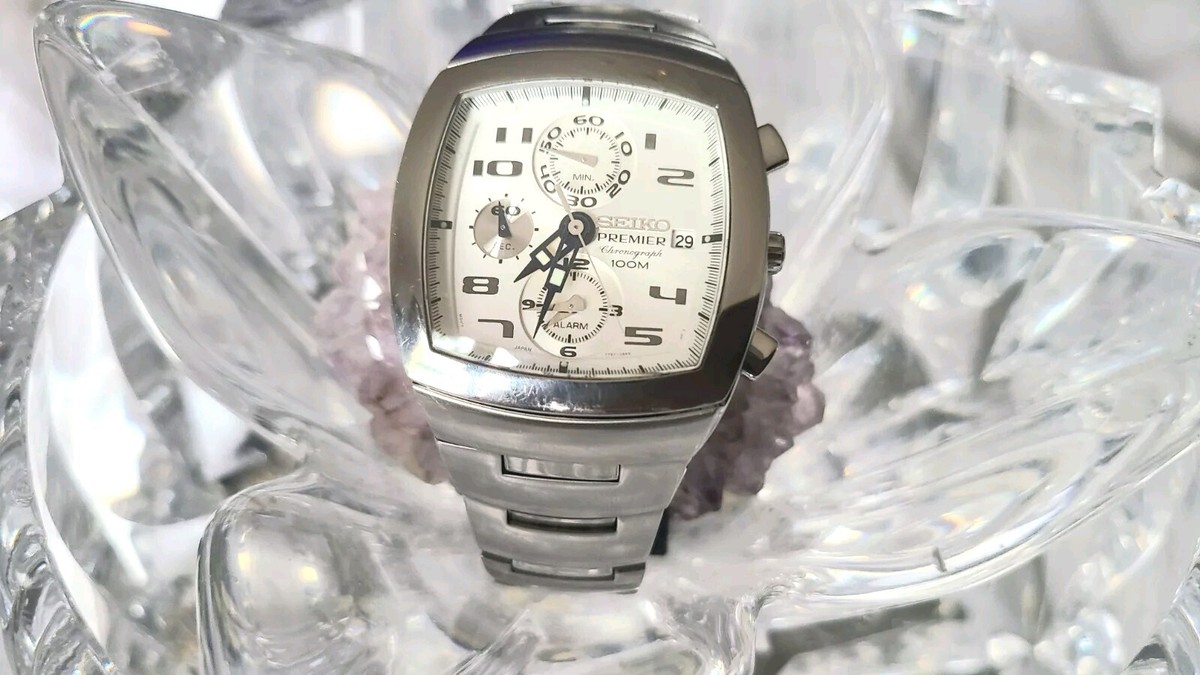 Seiko Premier Chronograph Alarm Sapphire Crystal 38mm Men's Watch