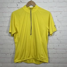 Bellwether Cycling Jersey Mens Size Large Yellow Pockets 1/4 Zip USA Polyester
