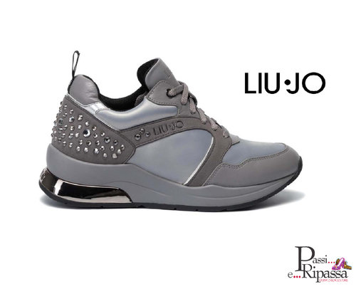 LIU-JO SCARPE SNEAKERS DA DONNA IN TESSUTO E PELLE CON STRASS art.B69031  GRIGIO | eBay
