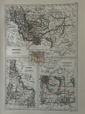 1897 Montana, Idaho & Wyoming Original antike Karte von A & C schwarz