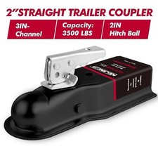 New 3500lbs Straight Tongue Trailer Coupler For 3-inch Channel 2-in Hitch Ball New 3500lbs Straight Tongue Trailer Coupler For 3-inch Channel 2-in Hitch Ball