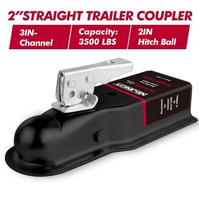 #ad NEW 3500lbs Straight Tongue Trailer Coupler for 3 Inch Channel 2 In Hitch Ball $26.31