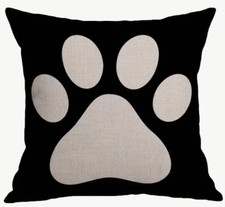 Dog Paw Print Pet Nature Animal Linen Throw Pillow Cover 18x18  Home Decor
