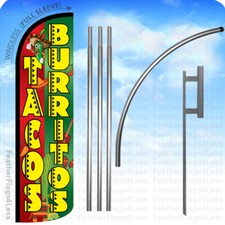 TACOS BURRITOS Windless Swooper Feather Flag KIT Banner Sign - gq