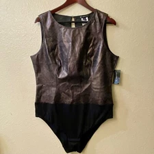 Inc International Concepts Faux Leather Snake Print Bodysuit Womans XXL Sexy