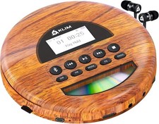 KLIM Nomad Portable CD Player, FM Radio, Bluetooth, Fusion Earphones, Wood