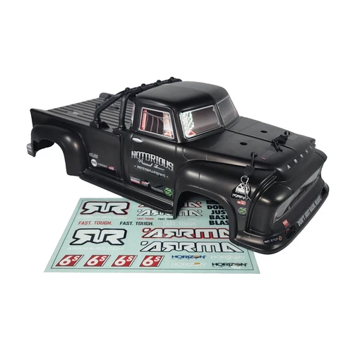 Arrma V5 Notorious Outcast 6s BLX Black Painted Body w/ Roll Hoop Clip Retainers - Picture 1 of 7