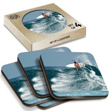 Image of 4 x Boxed Square Coasters - Surfer Guy Surfing Wave Ocean #8134