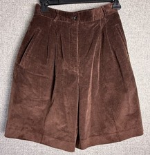 Vintage Talbots 80s/90s Brown Corduroy Shorts High Waist Pleated Wide Leg 6/SM