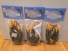 Lot 3 Darice Deco String lights Candle Flames indoor outdoor 10 Silicone Bulbs