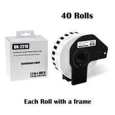 40Rolls 29mmx30.4m Continuous Length Paper Tape DK-2210 for Brother QL-500 1050