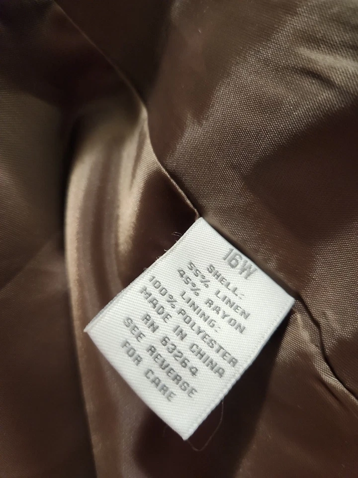 Vestido Granero Mujer 16W Marrón y Tostado 3 Botones Blazer Chaqueta Con Bolsillos Manga Larga Foto 4 de 4