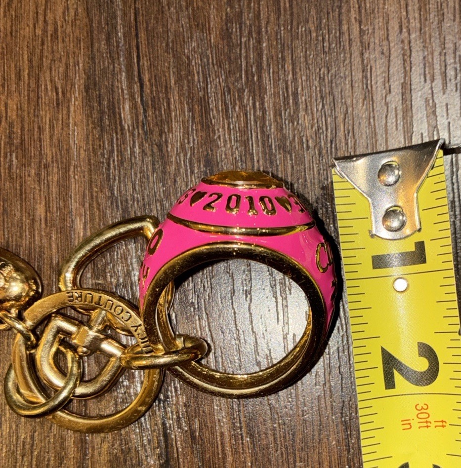 Y2K NEW Juicy Couture Pink and Gold CLASS Ring FOB Orange Gem SCHOOL OF COUTURE image 9