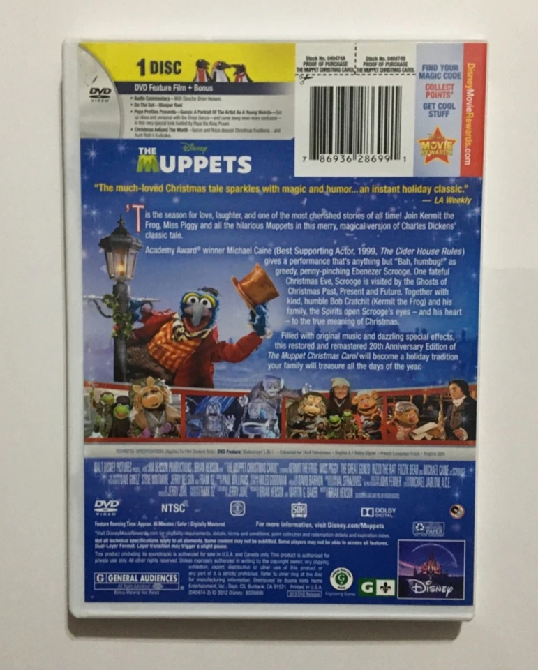 DISNEY THE MUPPET CHRISTMAS CAROL 2012 DVD - Image 3 of 3