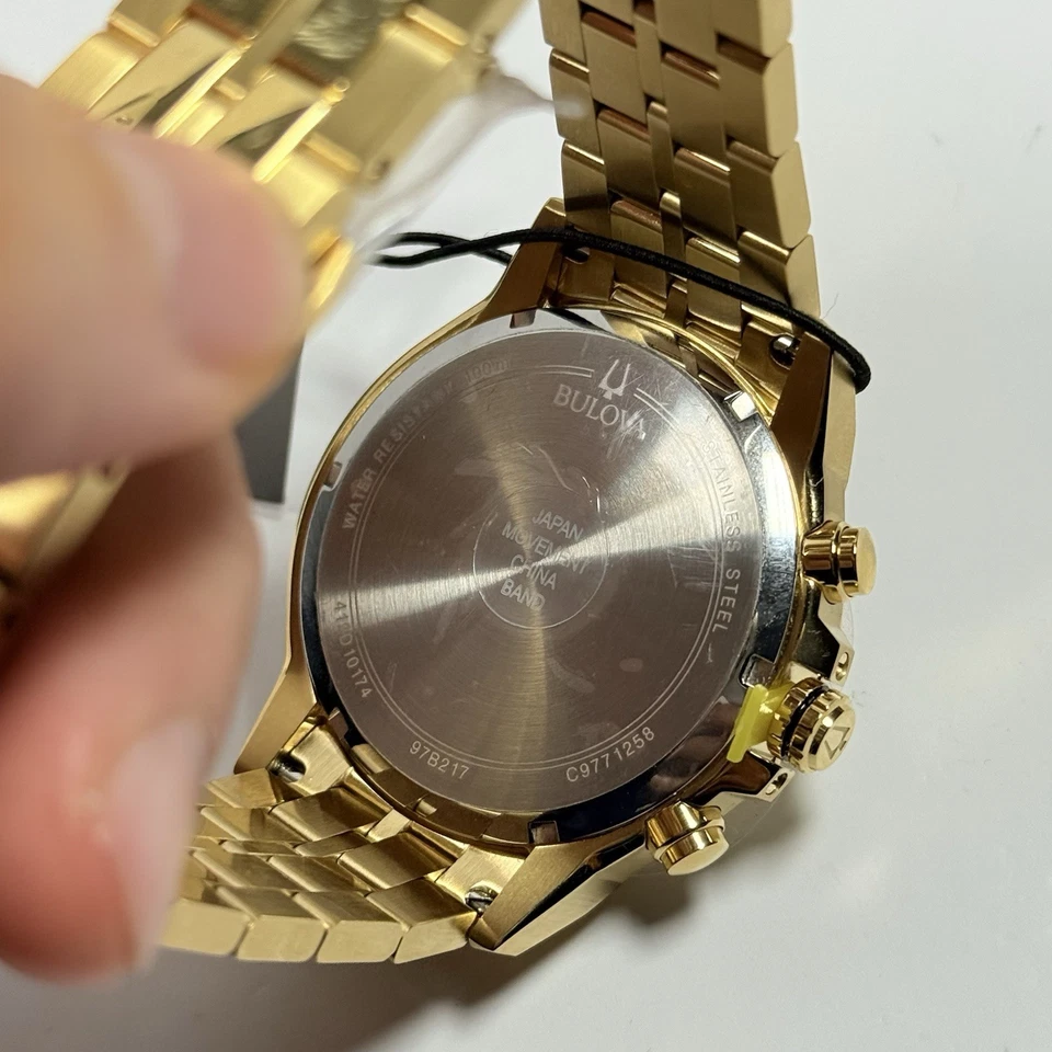 Bulova Classic 97B217 Chronograph Yellow Tone Stainless Steel Quartz Men's Watch - image 3 of 4