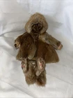 Vintage Handmade Real Fur Doll Coat W/ Real Fur Boots 5” Across Chest & 3” Boots