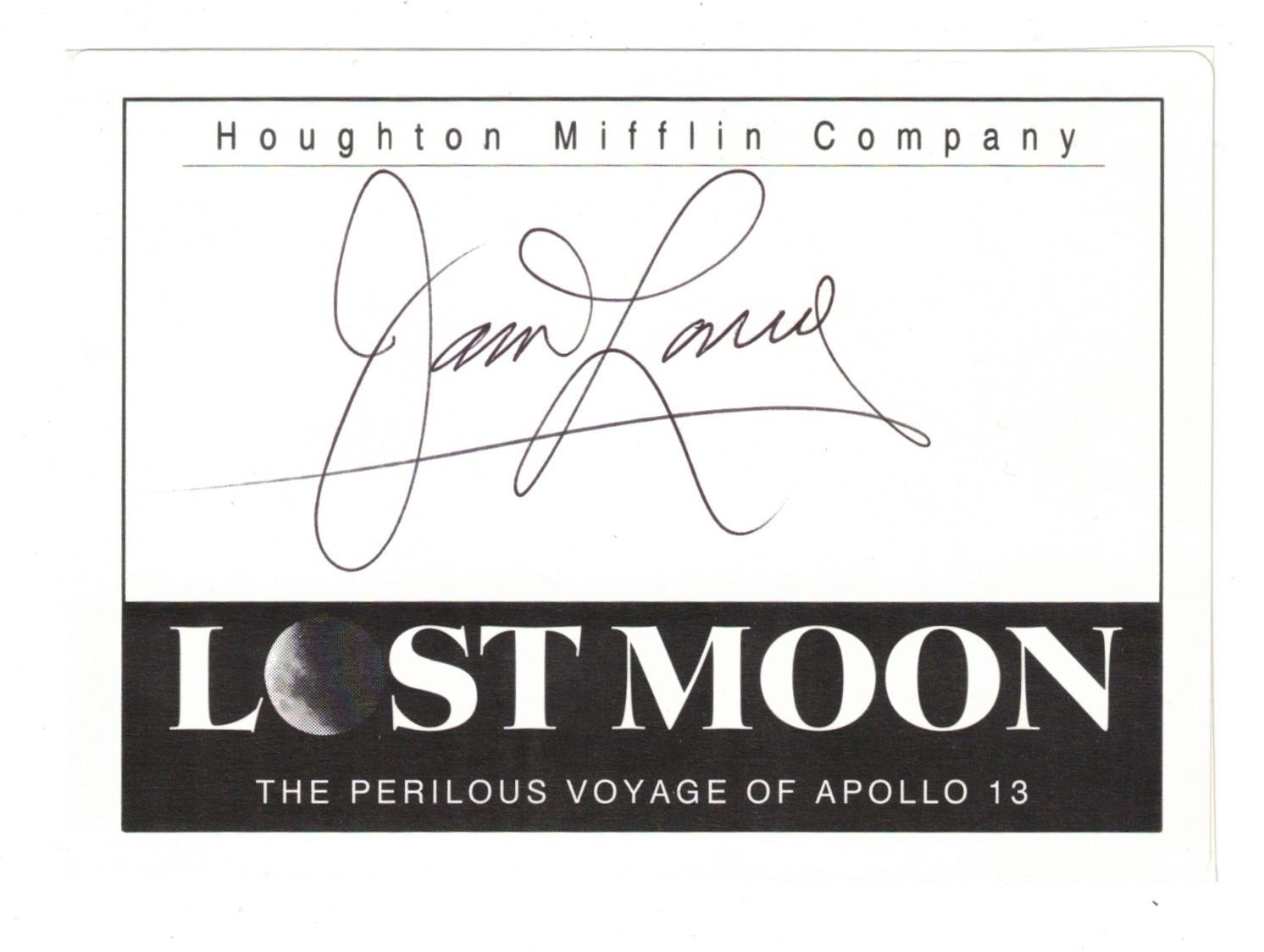 Jim Lovell HAND SIGNED Lost Moon Bookplate! Apollo 13 NASA Astronaut! Autograph!