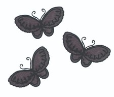 Black Butterfly Patch Set of 3 Iron On 2x3 Embroidered Goth Aesthetic