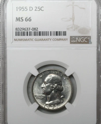 1955d Washington Quarter   NGC MS66