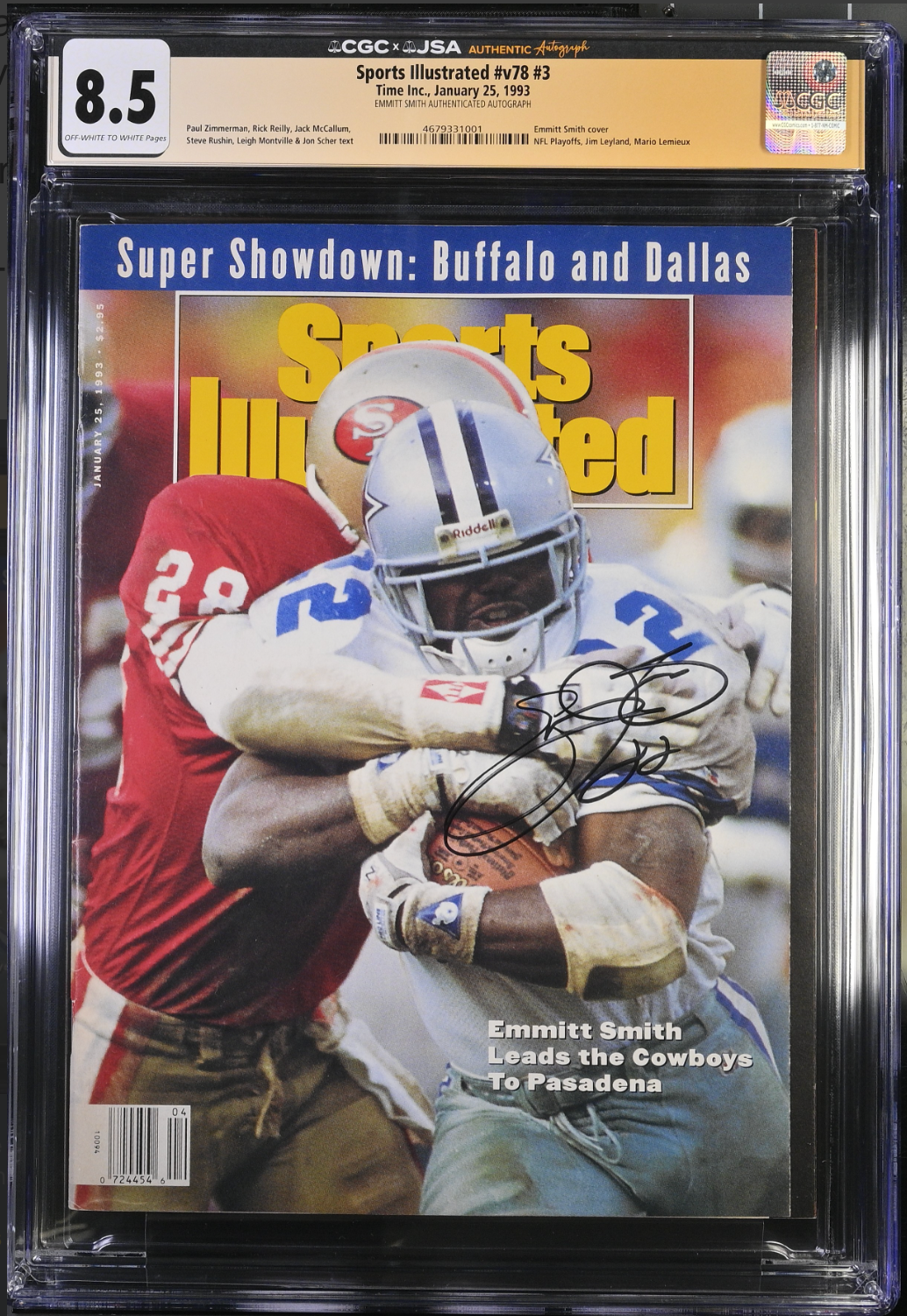 1993 Sports Illustrated NEWSSTAND Emmitt Smith AUTO 1st Pro 
