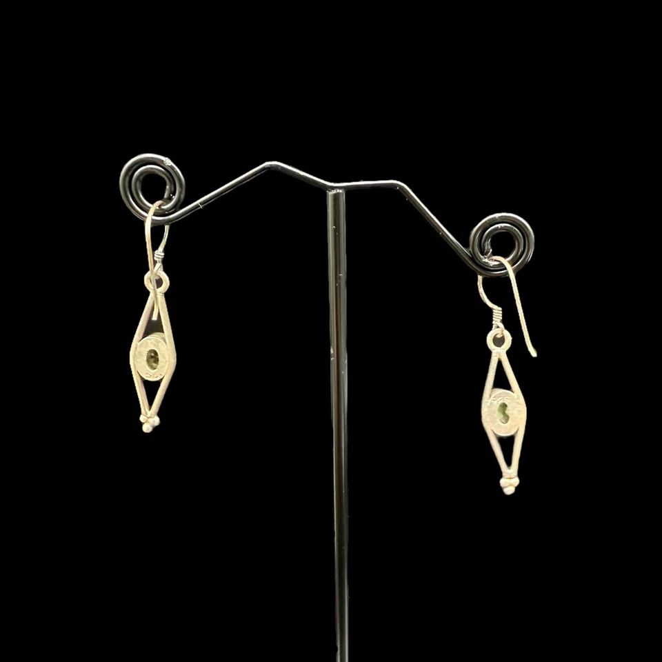 Pendientes colgantes vintage de peridoto de plata esterlina 925 Estate de 1,5 pulgadas Foto 4 de 4