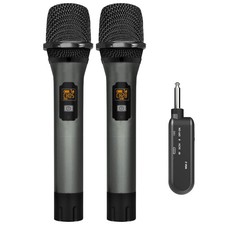 Wireless Microphone, UHF Cordless Dual Handheld Dynamic Mic Set with Recharge...