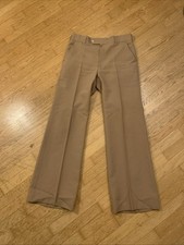 Vintage 70's Khaki Polyster Bootcut Slacks 32x33, Unbranded 70's Wideleg Bell