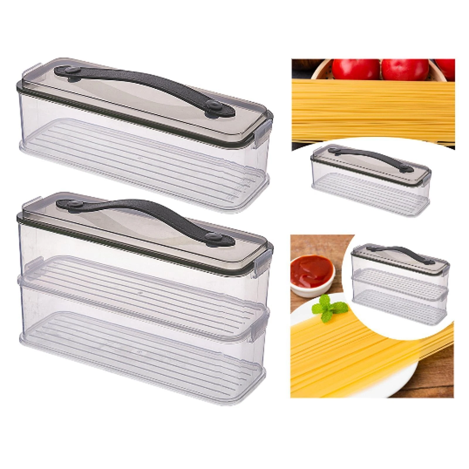 Pasta Container with Handle Long Noodle Holder Canister